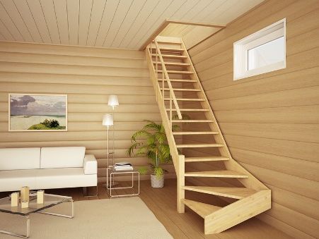 Деревянная лестница с поворотом в доме: виды конструкций, выбор дизайна и принцип создания Г-образный подъем
